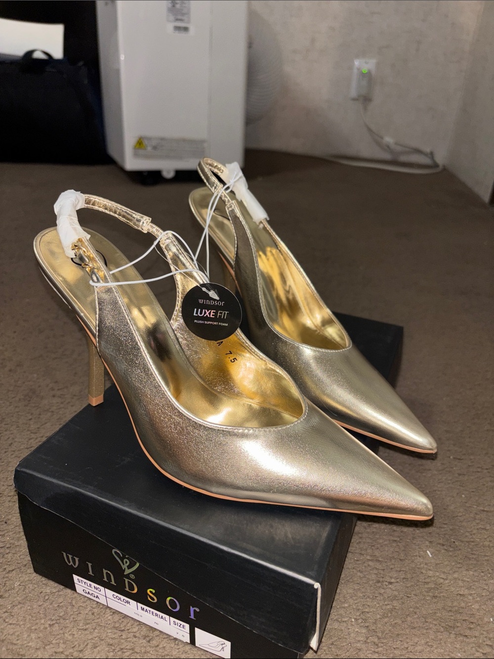 Windsor Metallic Gold Pointed Slingback Heels